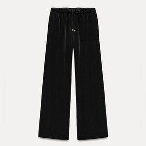 ZARA Velvet Wide Leg Pants XS Black